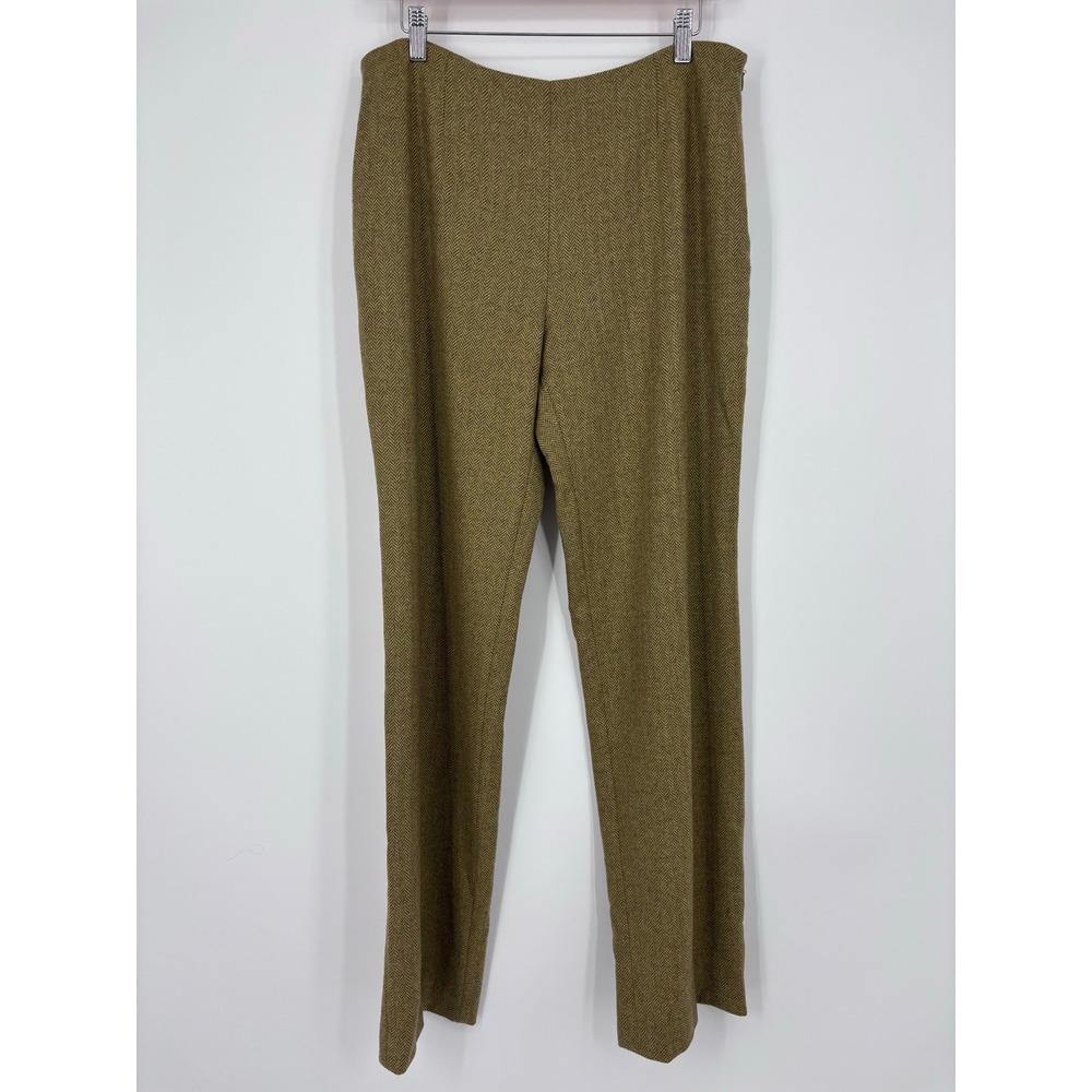 Loro Piana 100% Cashmere Herringbone Trousers Pants WomenS 48 (US 10-12) Green